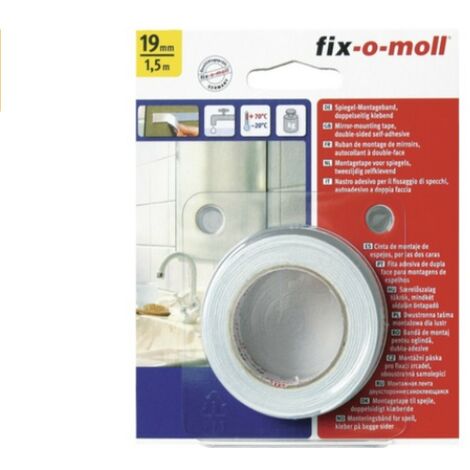 FIX-0-MOLL - 1,5mt x 19mm - NASTRO BIADESIVO PER MONTAGGIO SPECCHI - COLORE BIANCO