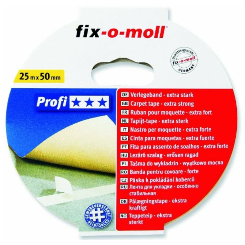 Image of FIX-0-MOLL - 25mt x 50mm - nastro biadesivo professionale per moquette - con fibre rinforzate