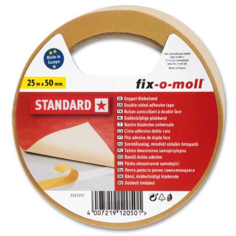 FIX-0-MOLL - 25mt x 50mm - NASTRO BIADESIVO STANDARD - PER USO QUOTIDIANO - RESISTENTE AGLI STRAPPI