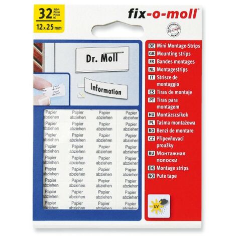 FIX-0-MOLL - 32 PEZZI - MINI STRISCE BIADESIVE DI MONTAGGIO - COLORE BIANCO