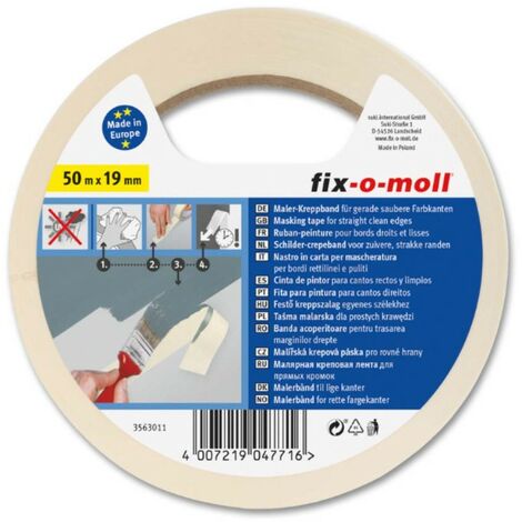 FIX-0-MOLL - 50mt x 19mm - NASTRO CARTACRESPATO PER MASCHERATURA - PER BORDI RETTILINEI E PULITI