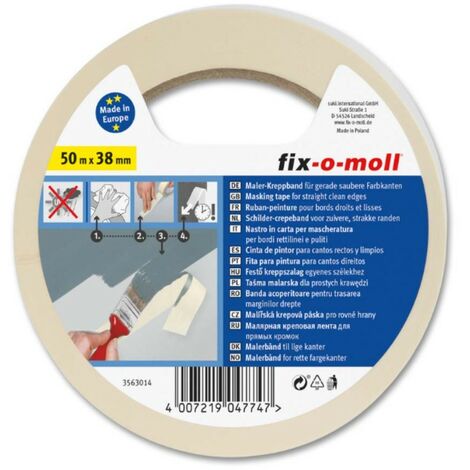 FIX-0-MOLL - 50mt x 38mm - NASTRO CARTACRESPATO PER MASCHERATURA - PER BORDI RETTILINEI E PULITI
