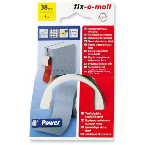 FIX-0-MOLL - 5mt x 38mm - NASTRO ADESIVOTELATO EXTRA FORTE PER RIPARAZIONI - COLORE BIANCO