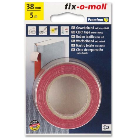 FIX-0-MOLL - 5mt x 38mm - NASTRO ADESIVOTELATO EXTRA FORTE PER RIPARAZIONI - COLORE ROSSO