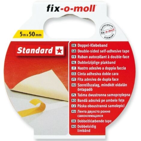 FIX-0-MOLL - 5mt x 50mm - NASTRO BIADESIVO STANDARD - PER USO QUOTIDIANO - RESISTENTE AGLI STRAPPI