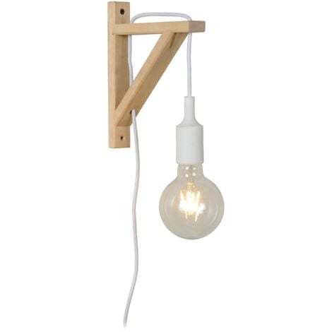 LUCIDE Applique bois blanc e27