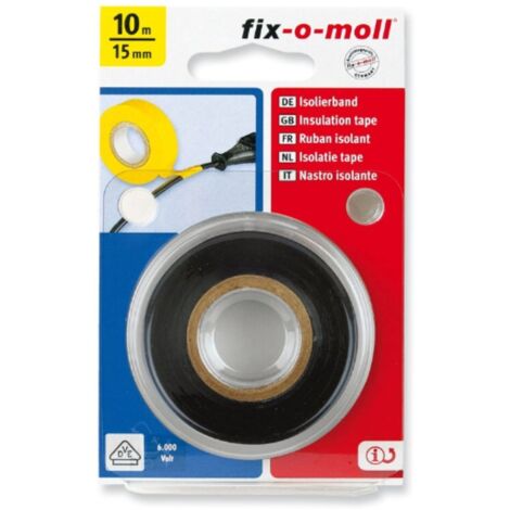 Fix-o-moll Nastro isolante adesivo 10m x 15mm nero - Fix-o-moll