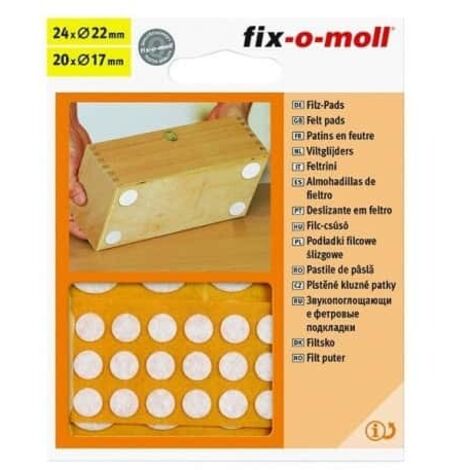 FIX-O-MOLL Patins feutre mince44patinsfeutreadhesifsblancd827mm - FIX-O-MOLL