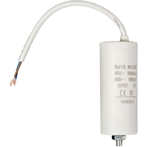 NEDIS FIXAPART Condensateur condo a fil 25uf 25mf 25 mf uf micro farad 450v cable moteur