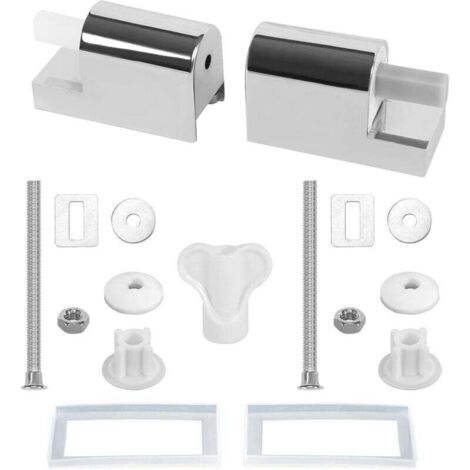 Fixation Abattant WC, Lot de 2 Charniere Abattant WC Charnières Universelles pour Siège de Toilette, Charnières De Siège De Toilette à Fermeture Douce Kit Fixations Remplacement