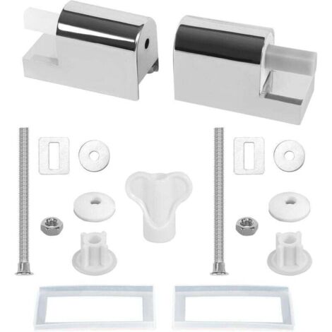 Fixation Abattant WC, Lot de 2 Charniere Abattant WC Charnières Universelles pour Siège de Toilette, Charnières De Siège De Toilette à Fermeture Douce Kit Fixations Remplacement