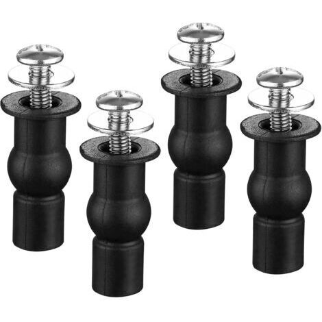 Fixation Abattant WC Vis, 4 Pièces Vis D'expansion pour Toilettes, Siège Charnière, Rechange pour Charnières en Haut, Noir