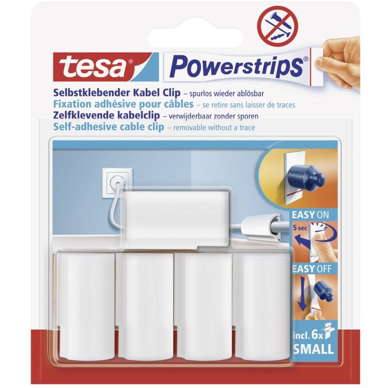 Tesa - Fixation adhésive pour câbles Powerstrips® 58035-00016-20 blanc 5 pc(s) - blanc