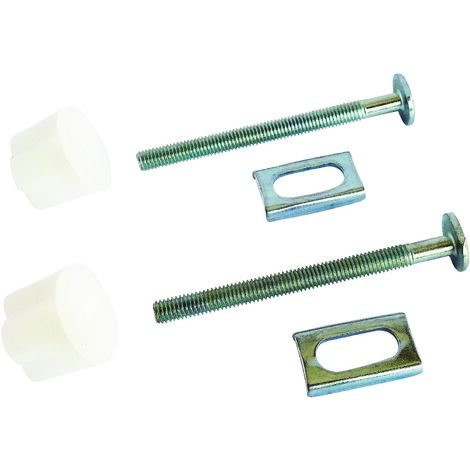 Somatherm – Fixation pour WC métal 2 plaques et 2 écrous – Longueur 75mm – Installation solide et durable – Compatible abattants standards