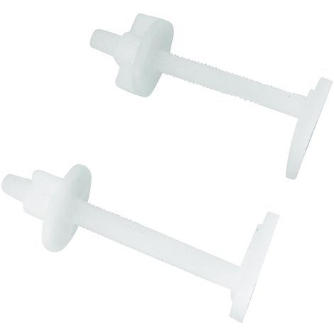 Somatherm – Fixation pour WC – Kit de 2 vis à tête carrée et 2 écrous en plastique – Compatible abattants standard – Dimensions vis 75mm x 27mm