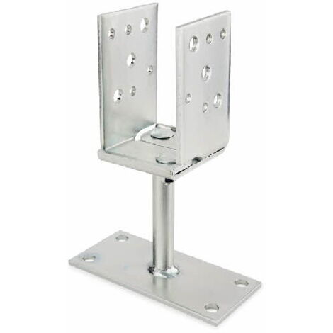 Fixation de poteaux zinguée en U - largeur réglable 60 - 140 x 200 x 115 x 70 mm