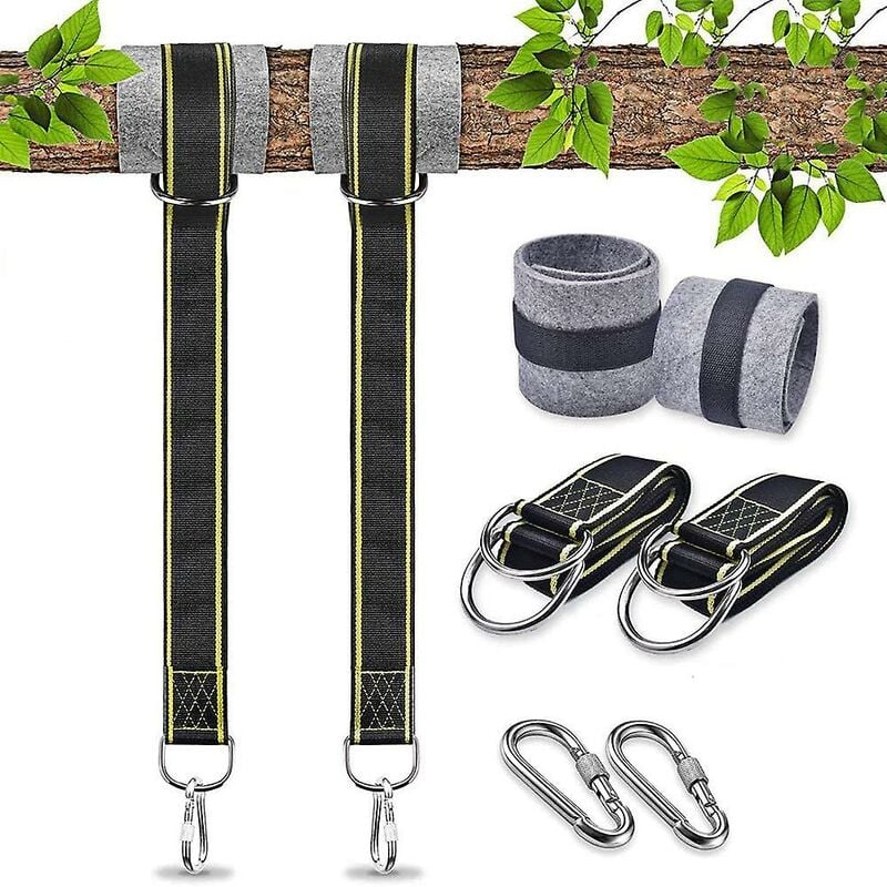 Fixation Hamac Sangle Balancoire Fixation pour Fauteuil Suspendu Corde Balancoire Exterieur Accessoire Mousquetons de Sécurité Balancoire Sangle