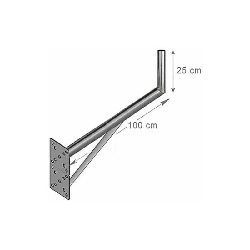 Fixation Murale l Support Antenne Et Parabole 25 x 100 cm - Déport 1 mètre pour Grande Parabole