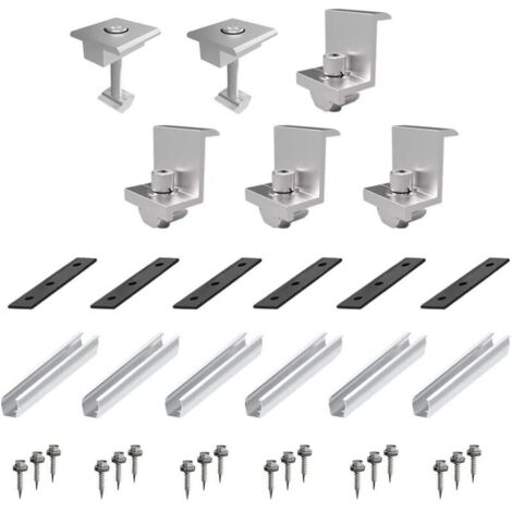 Fixation Panneau Solaire,Support Panneau Solaire,Kit de montage de panneaux solaires, accessoires de panneaux solaires pour centrale de toit-terrasse, montage de panneaux métalliques sur le toi