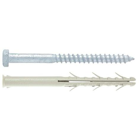 Fixation pour chauffe-eau sur brique creuse, Cheville Ø14x135, vis Ø10 x140, vendu par 4,