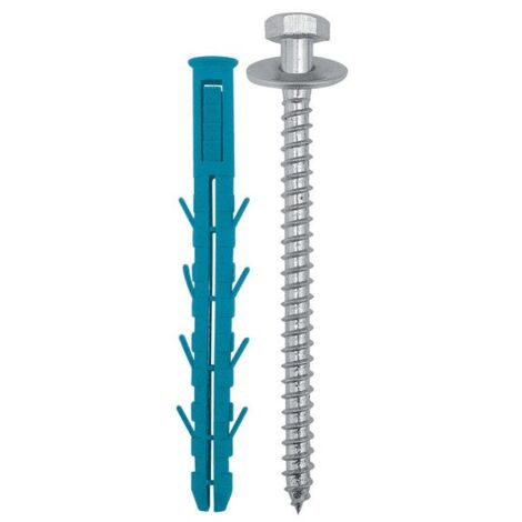 Fixation pour cheville à sabot 12x130 mm – Tête hexagonale – Couleur bleue – Pour béton armé et bois dur – Bol Fixation