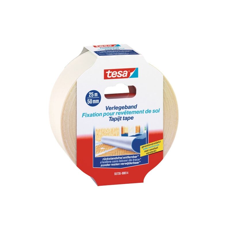 Fixation pour revêtement de sol Tesa l x b) 25 m x 50 mm transparent 55735-ADHÉSIF