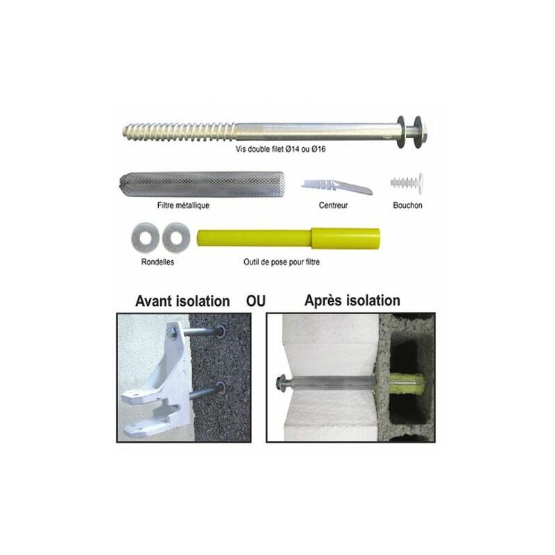 Fixation pour store fix-store iso sur isolation extérieure diam 14 x 300 mm - sachet de 2