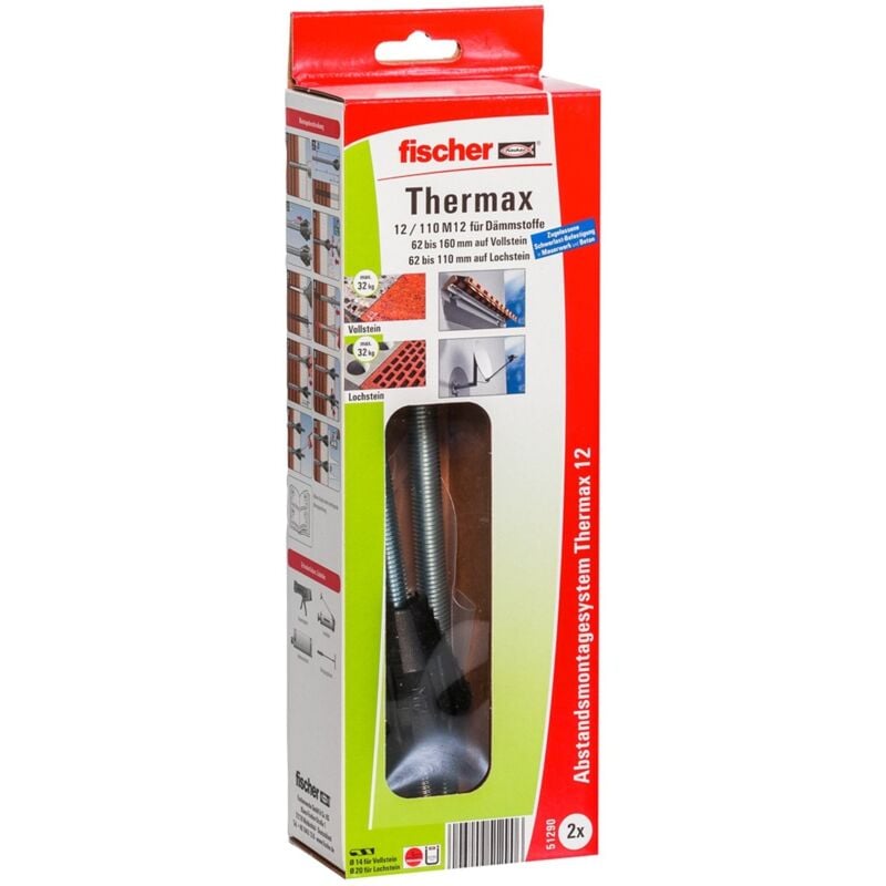 Fischer - 2x Abstandsmontagesystem Thermax 12/110 M12 b gvz - 51290