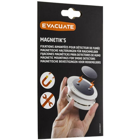 Fixations aimantées pour détecteur de fumée – Installation rapide, sans perçage ni outils, pour une fixation fiable et sécurisée - 70mm - EVACUATE