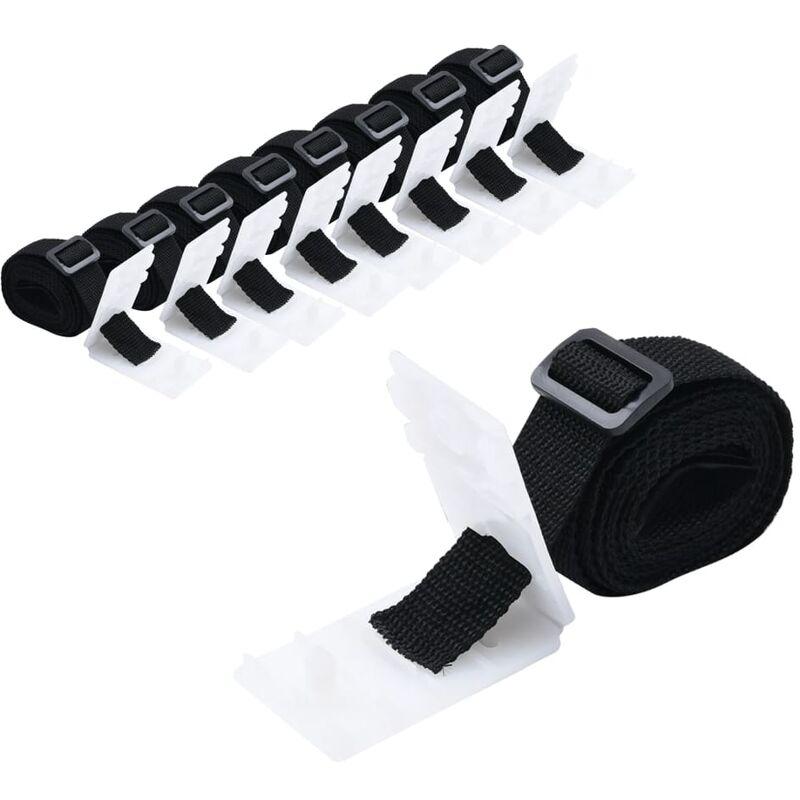 Fixations de rouleau de couverture de piscine 8 pcs 1,8 m - Noir