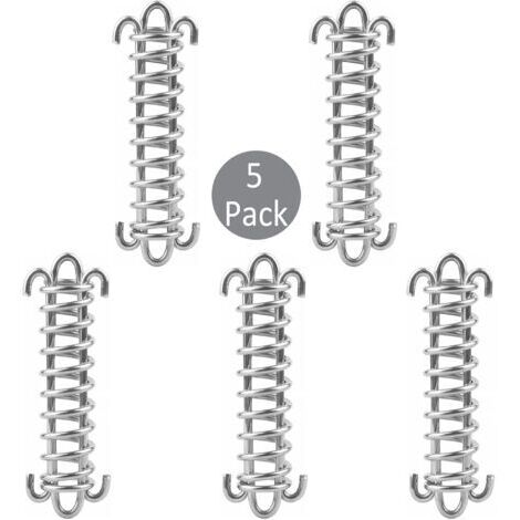 Fixations d'ombrage de Voile, 5 Pcs Boucle de Corde de Ressort de Tente en Acier Inoxydable, Kit de Fixation pour Voile de Jardin, Kit de Fixation Voile d'ombrage, Kit de Fixation de Voile Solaire