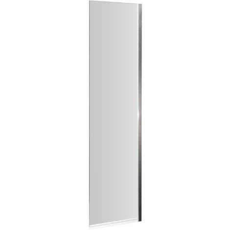 Fixed 6mm Toughened Safety Glass Reversible Bath Screen - 350mm Wide - Chrome
