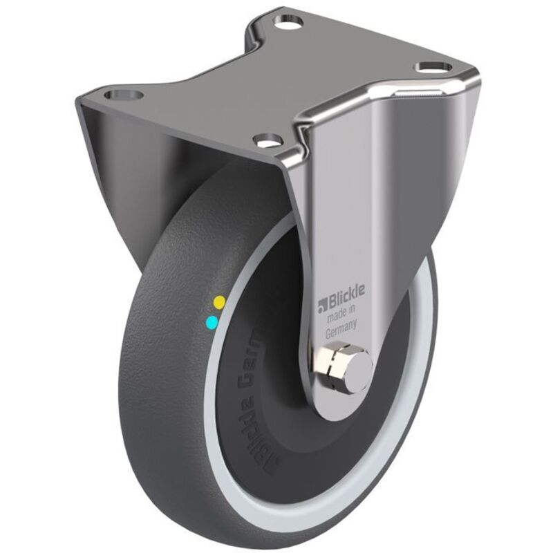 Fixed caster - PARNELLS - 125 mm - Stainless steel - Polyurethane - Chemical resistance