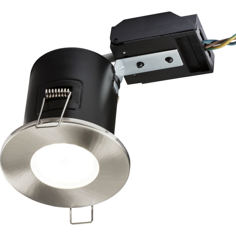 Fixed GU10 Fire-Rated Downlight - Brushed Chrome 230V IP20 35W