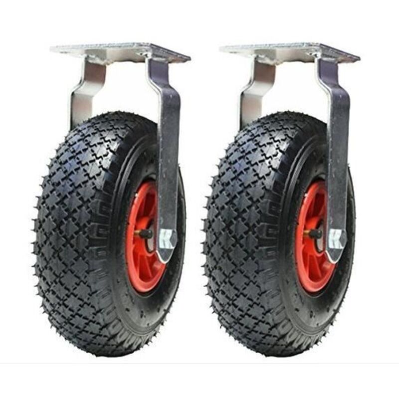 Fixed Pneumatic Wheels - 260mm - Red - Plastic - Load 150kg