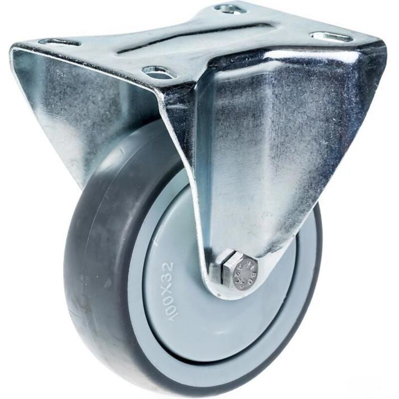 Fixed wheel - 80mm - Gray thermoplastic rubber - Capacity 80kg - Ball bearing