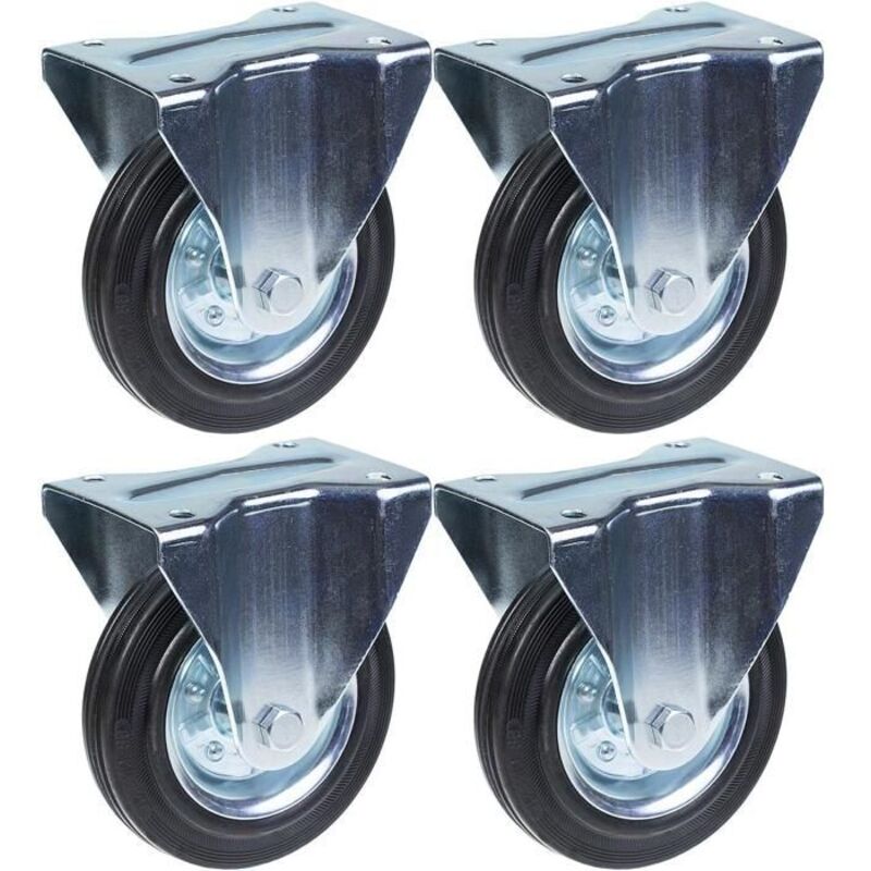 Fixed wheel - ZHONGSHAN - 160 mm - Black rubber - Capacity 600 kg - Set of 4