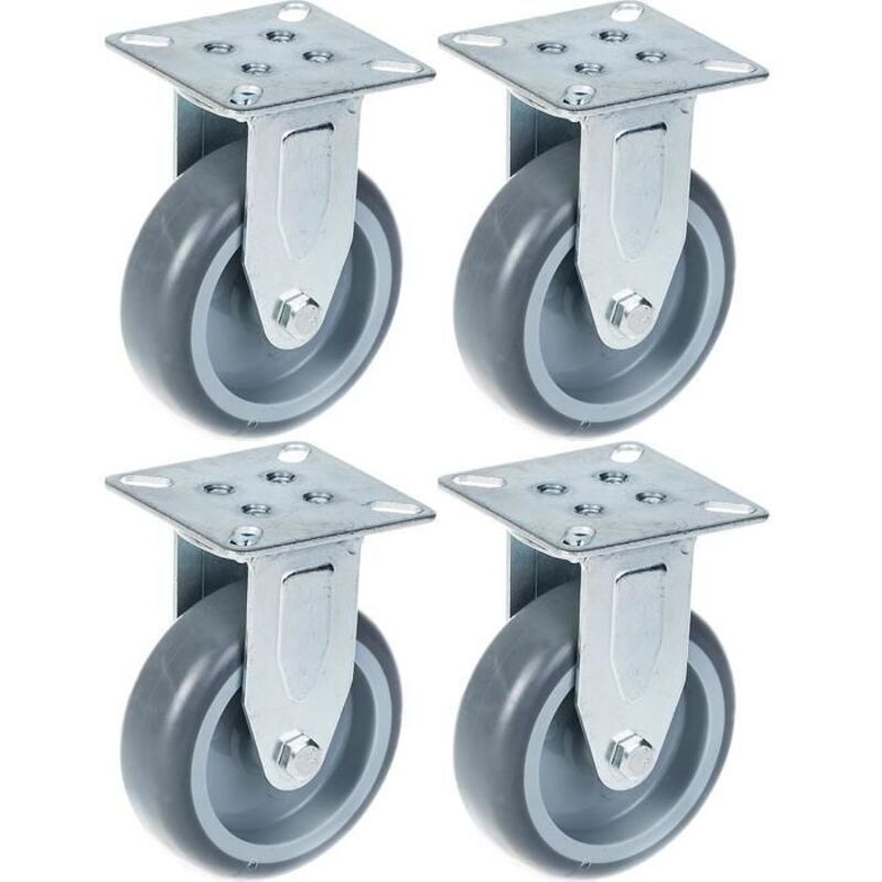 Fixed wheel - ZHONGSHAN - 75 mm - Gray rubber - Capacity 240 kg - Set of 4