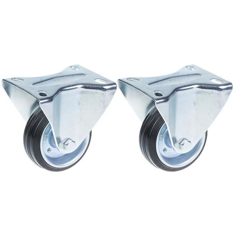 Fixed wheels - 80mm - Black rubber - Set of 2 - Maximum load 70 kg