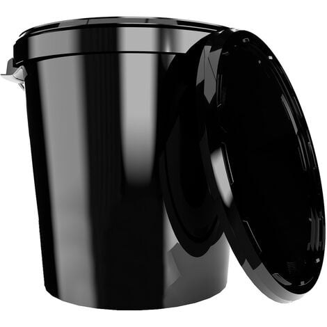 FixedByU Seau Hobbock avec couvercle noir 30 L, anse métallique avec roulette de préhension, qualité alimentaire,étanche à l'air