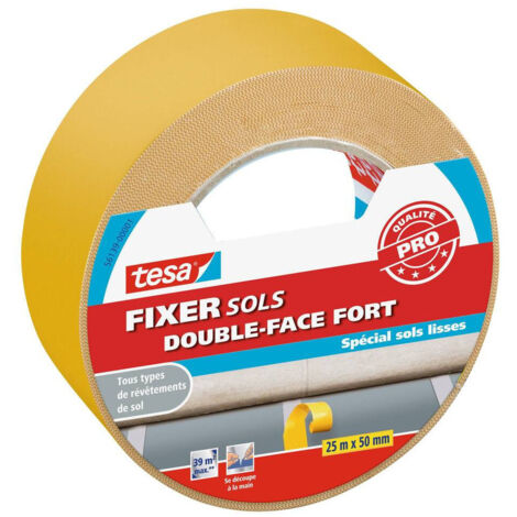 Fixer Sols - Double Face Fort Spécial Sols Lisses 25mx50mm - TESA