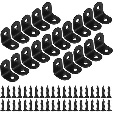 main image of "Fixing Bracket Black Right Angle Bracket L-Shaped Metallic Brackets with Screws for Wood Furniture Closet Bracket 20 Pieces 20 * 20 *"