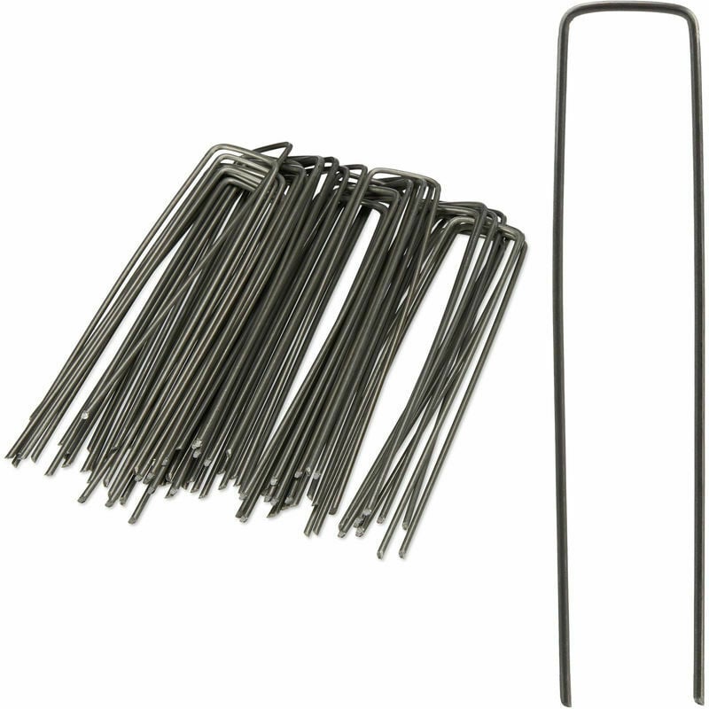 Fixing stake, set of 50 tent pegs, garden ground anchoring stake, 2.5 mm 20 cm long steel, silver
