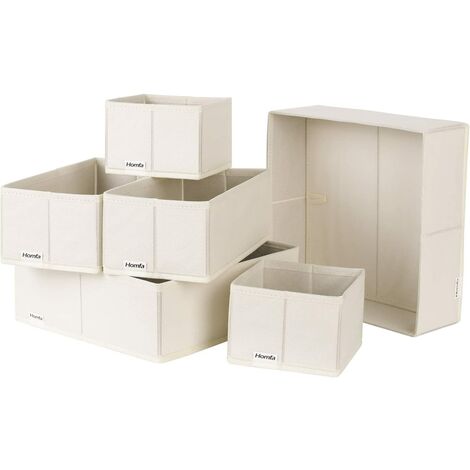 FIXKIT Boîte de Rangement 6 Pièces Organisateur Pliable Tiroirs Paniers pour Vêtements en Tissu (Blanc)