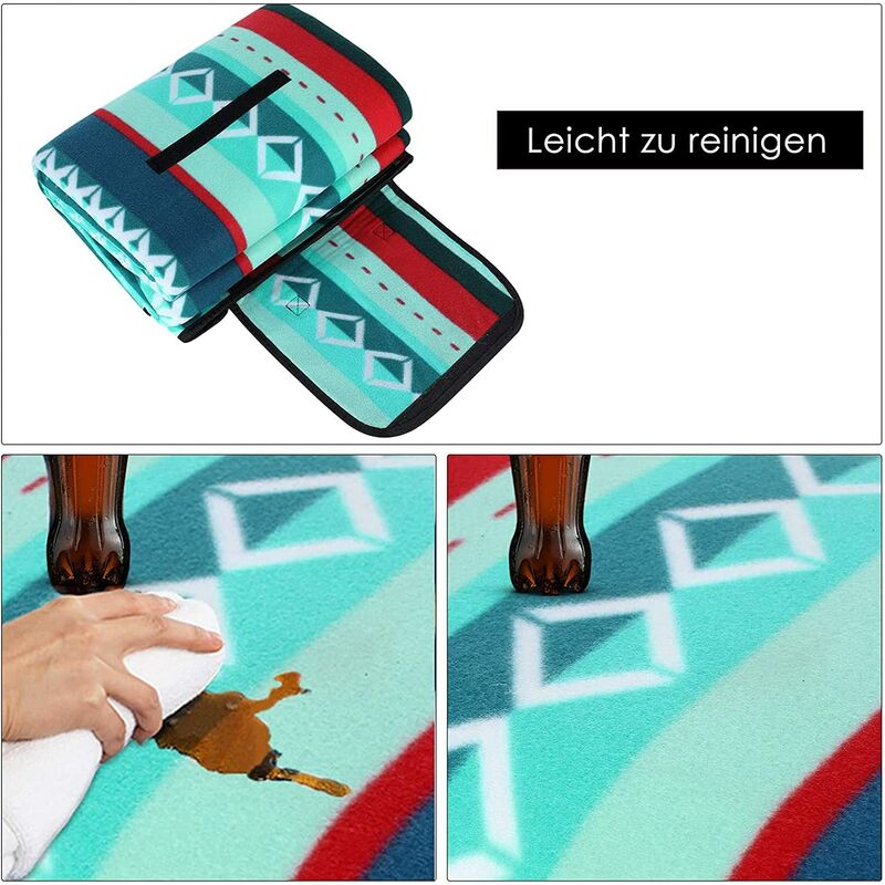 

FIXKIT Manta de Picnic 3*3cm Impermeable con Base de Aluminio Duradera, Alfombra Plegable para Camping Playa Parque (Rayas Verdes)