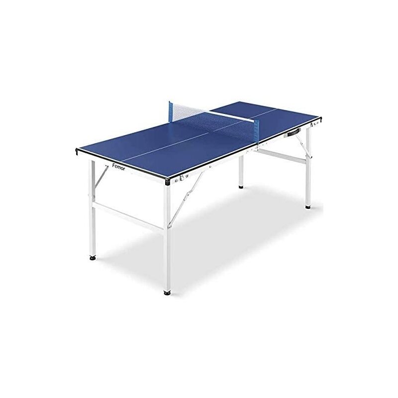 

Mesa de Ping Pong Plegable con Red, Mini Mesa de Ping Pong de 150 x 70 x 67 cm, Mesa de Ping Pong para Interior y Exterior, Material de Acero, Azul