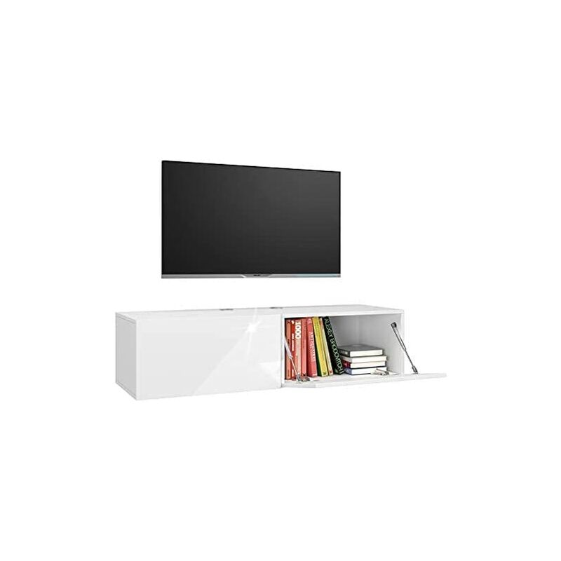 Fixkit - Meuble TV Étagère Rangement Télévision Table Console Moderne pour Salon Bois Métal 120x40x30cm