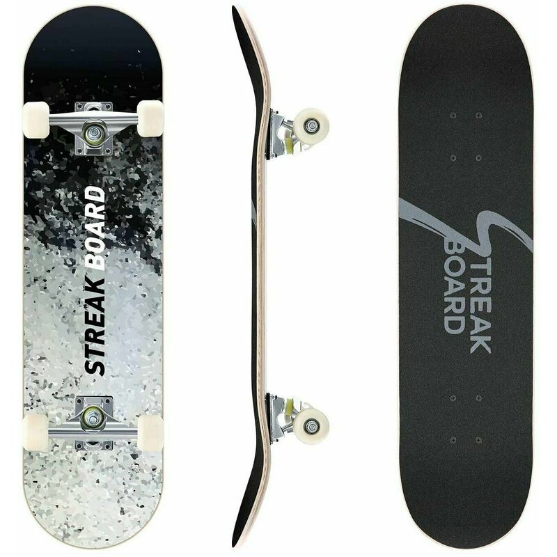 

streakboard Skateboard 80x20 cm, Completo Skateboard para Principiantes, 7 Capas Monopatín de Madera de Arce Canadiense con Rodamientos de Bolas