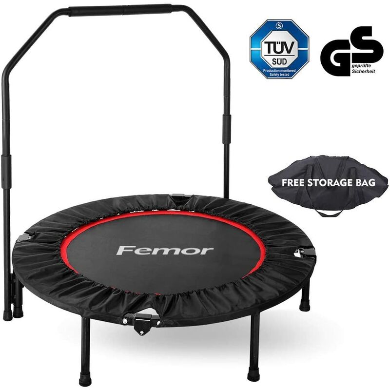 

Trampolín de fitness , trampolín plegable, Ø101,6cm, asa ajustable en altura en 3 posiciones Trampolín de salto con funda para borde y bolsa de