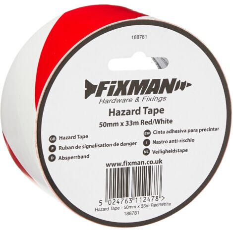 Fixman 188781 Nastro Anti-Rischio 50 mm x 33 m, Rosso/Bianco